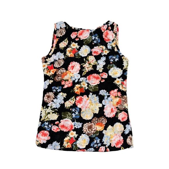 🪩4/$20!! Black Floral Sleeveless Blouse XL (No Brand) - Picture 2 of 3
